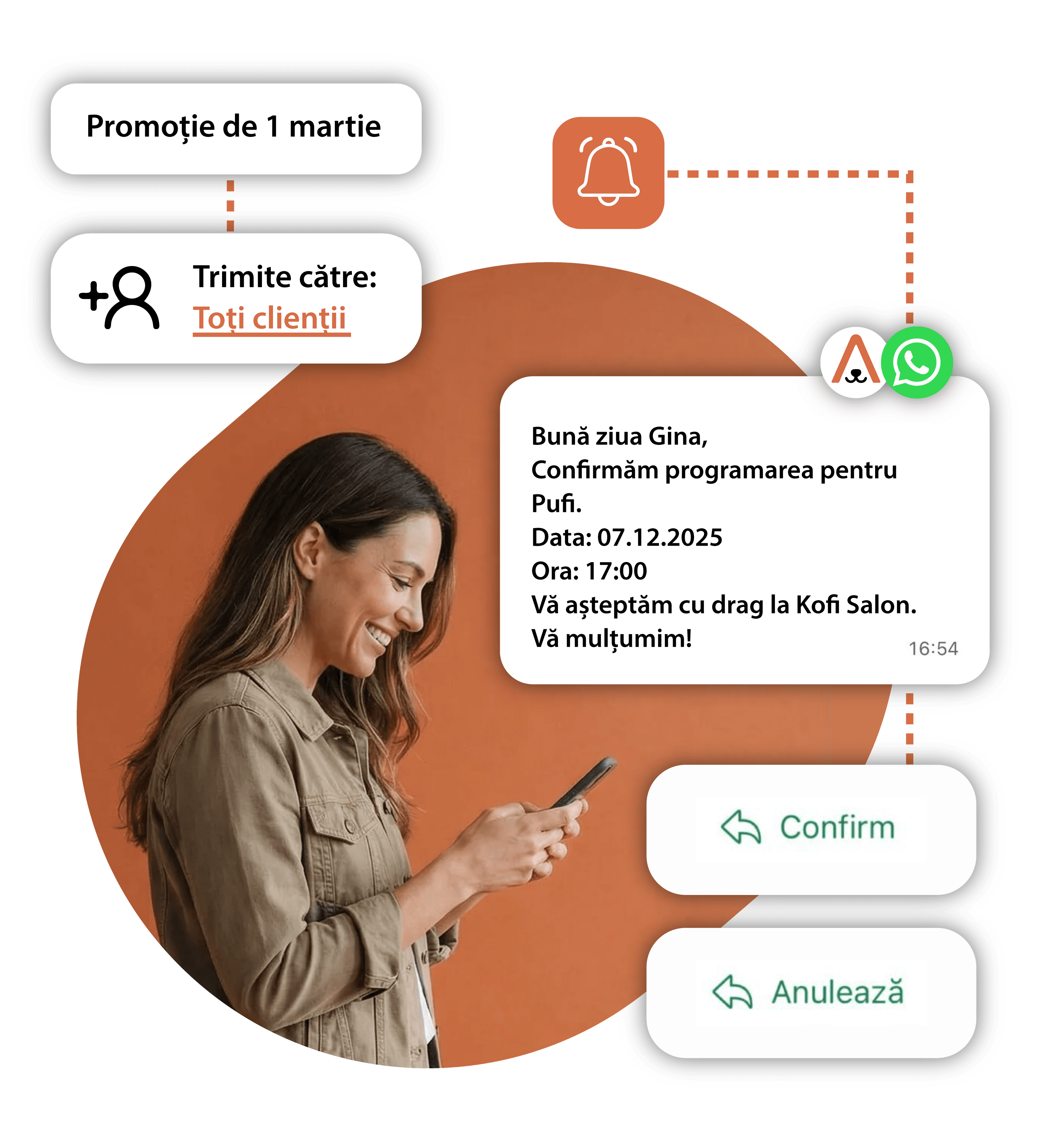 Mesaje automate WhatsApp pentru salon