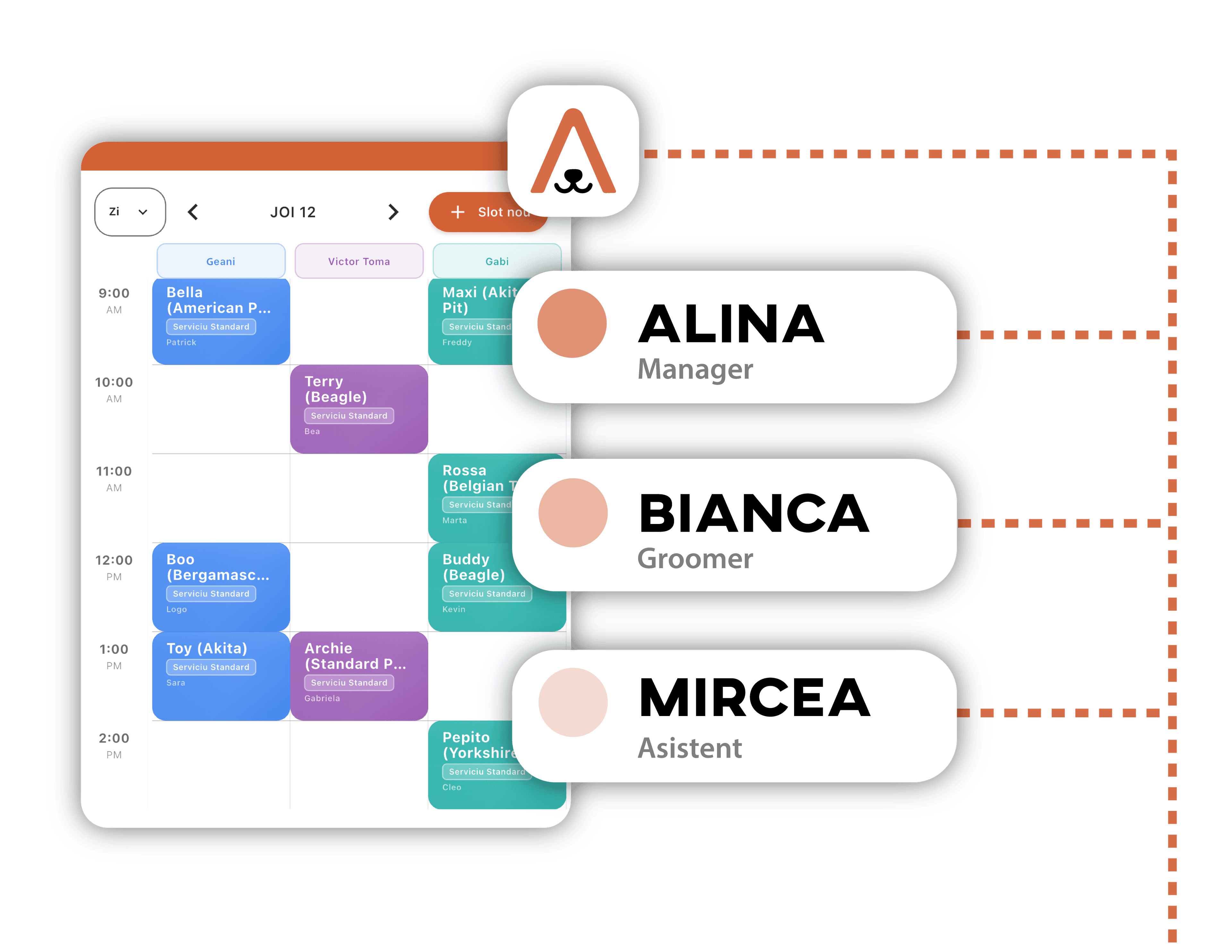 Real-time team calendar with appointments