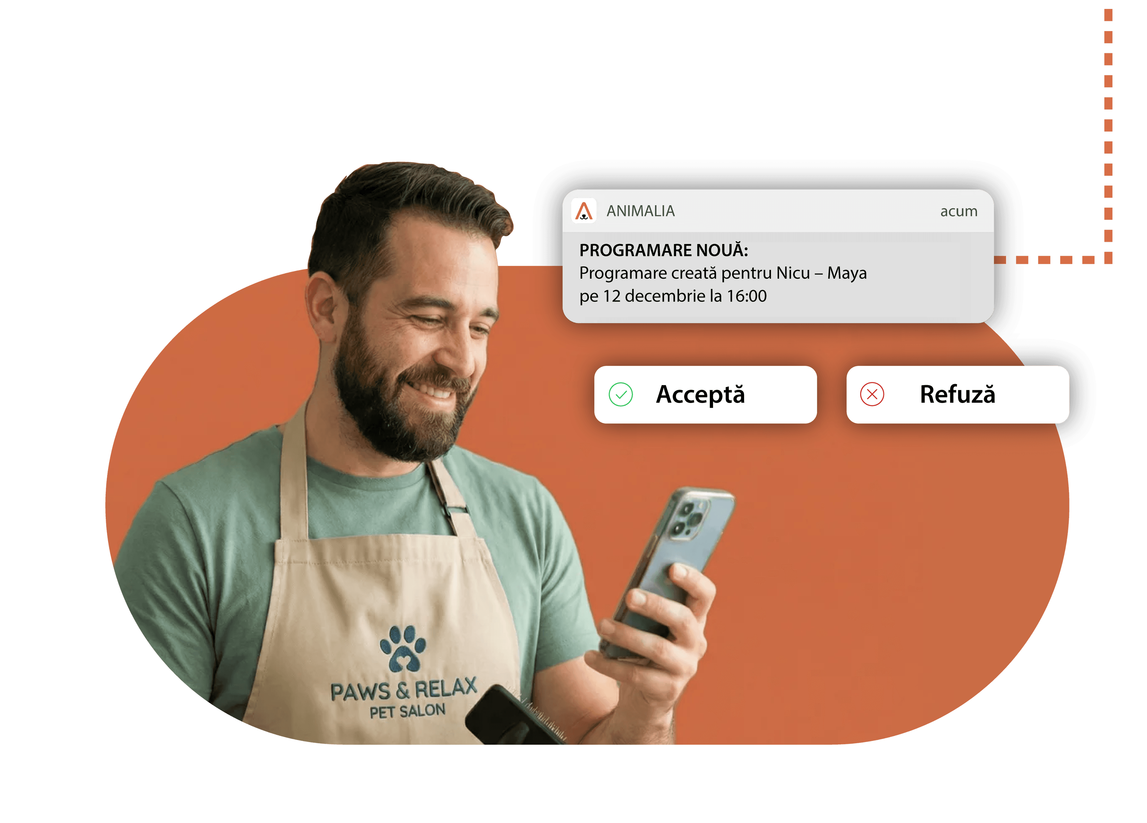 Notificare programare nouă cu opțiuni acceptare