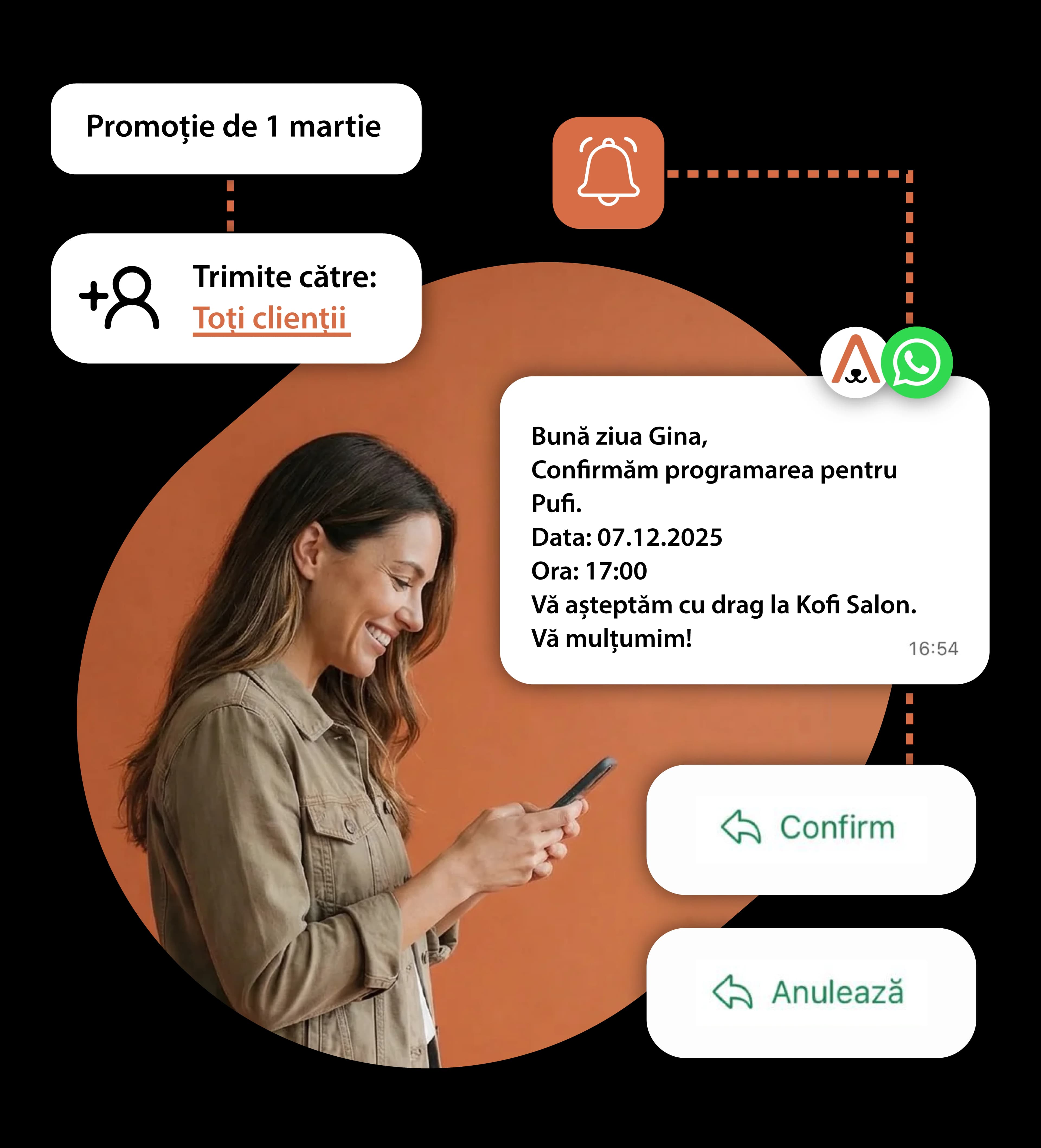 Mesaje automate WhatsApp pentru salon